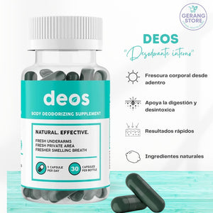🍃 PROMOCIÓN PACK 2  DESODORANTE INTERNO –  DEOS Menta 30 Cápsulas