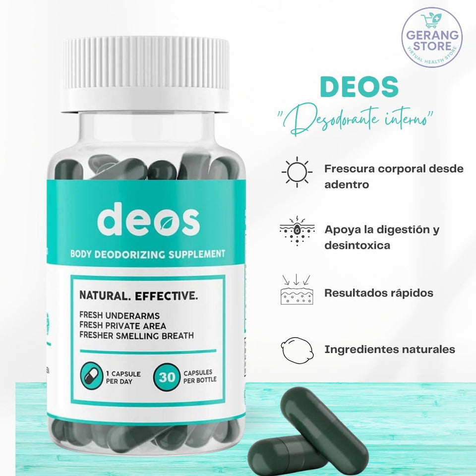🍃 PROMOCIÓN PACK 2  DESODORANTE INTERNO –  DEOS Menta 30 Cápsulas