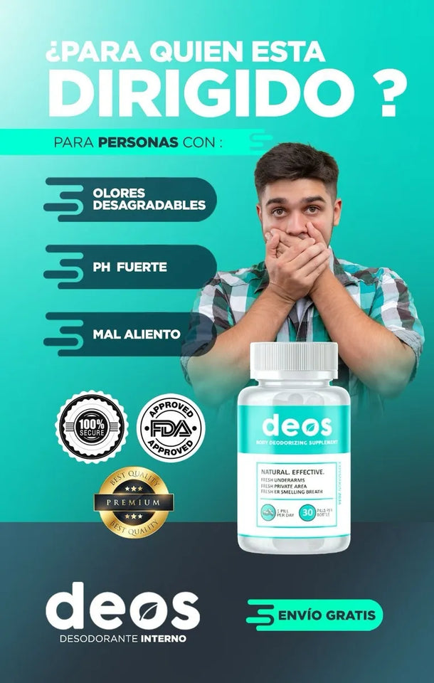 🍃 PROMOCIÓN PACK 2  DESODORANTE INTERNO –  DEOS Menta 30 Cápsulas