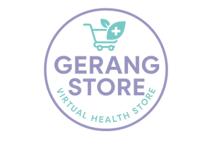 créame un logo  para mi tienda virtual con referencia de "Gerang store"  con colores lila y verde agua. que tenga referencia a la salud y tienda virtual y que sea con borde circular